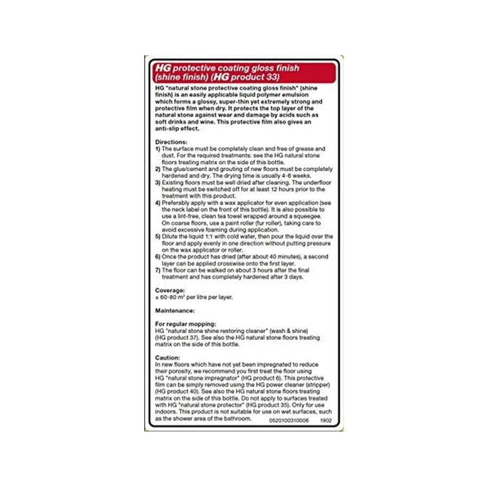 HG Natural Stone Protector Product 33 Shine Seal & Protection - 1 Litre