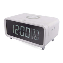 Groov-e Athena Alarm Clock With Wireless Charging Pad & Night Light - White