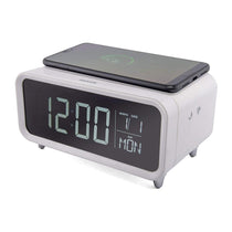 Groov-e Athena Alarm Clock With Wireless Charging Pad & Night Light - White