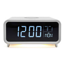 Groov-e Athena Alarm Clock With Wireless Charging Pad & Night Light - White