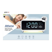 Groov-e Athena Alarm Clock With Wireless Charging Pad & Night Light - White