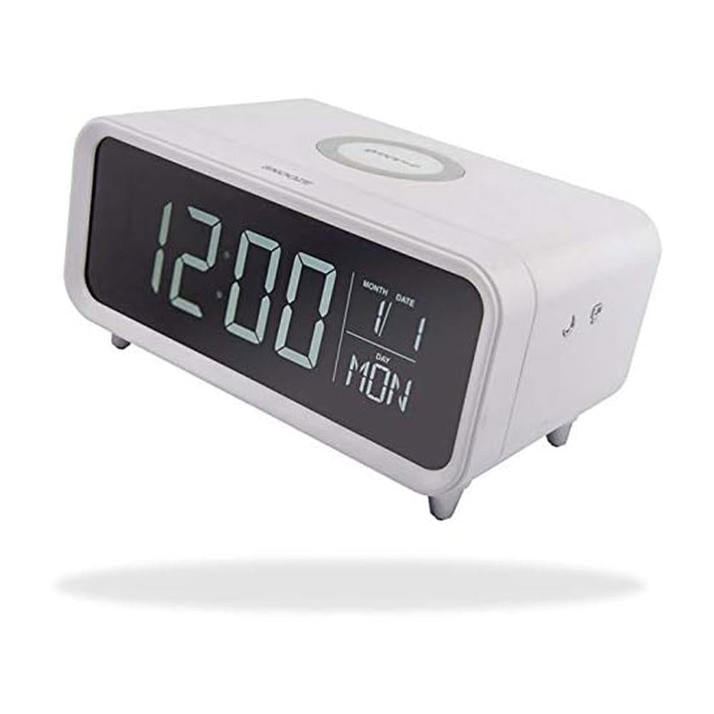 Groov-e Athena Alarm Clock With Wireless Charging Pad & Night Light - White