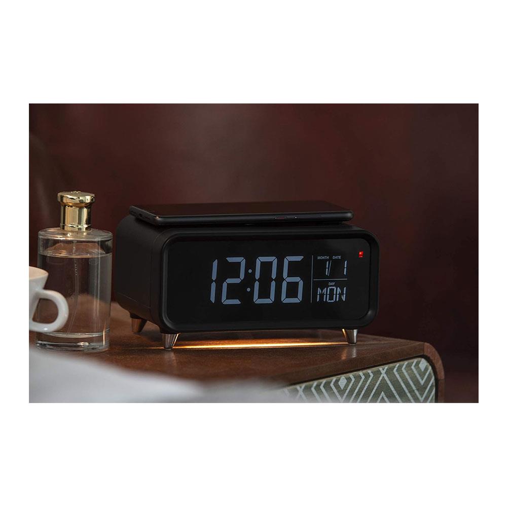 Groov-e Athena Alarm Clock With Wireless Charging Pad & Night Light - White