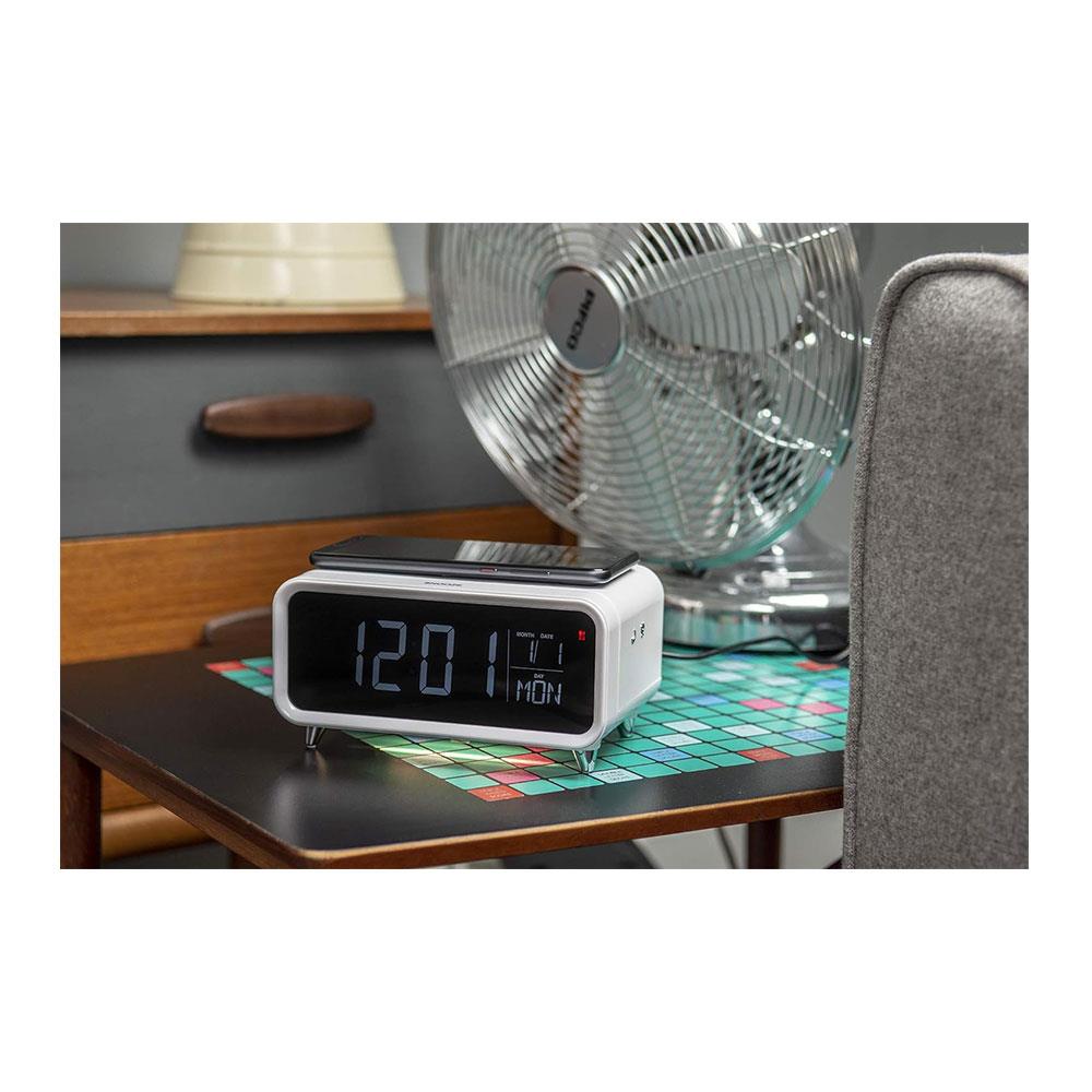 Groov-e Athena Alarm Clock With Wireless Charging Pad & Night Light - White