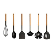 Masterchef Kitchen Utensils Set With Stainless Steel Necks & Natural Wood Handles - 6 Piece