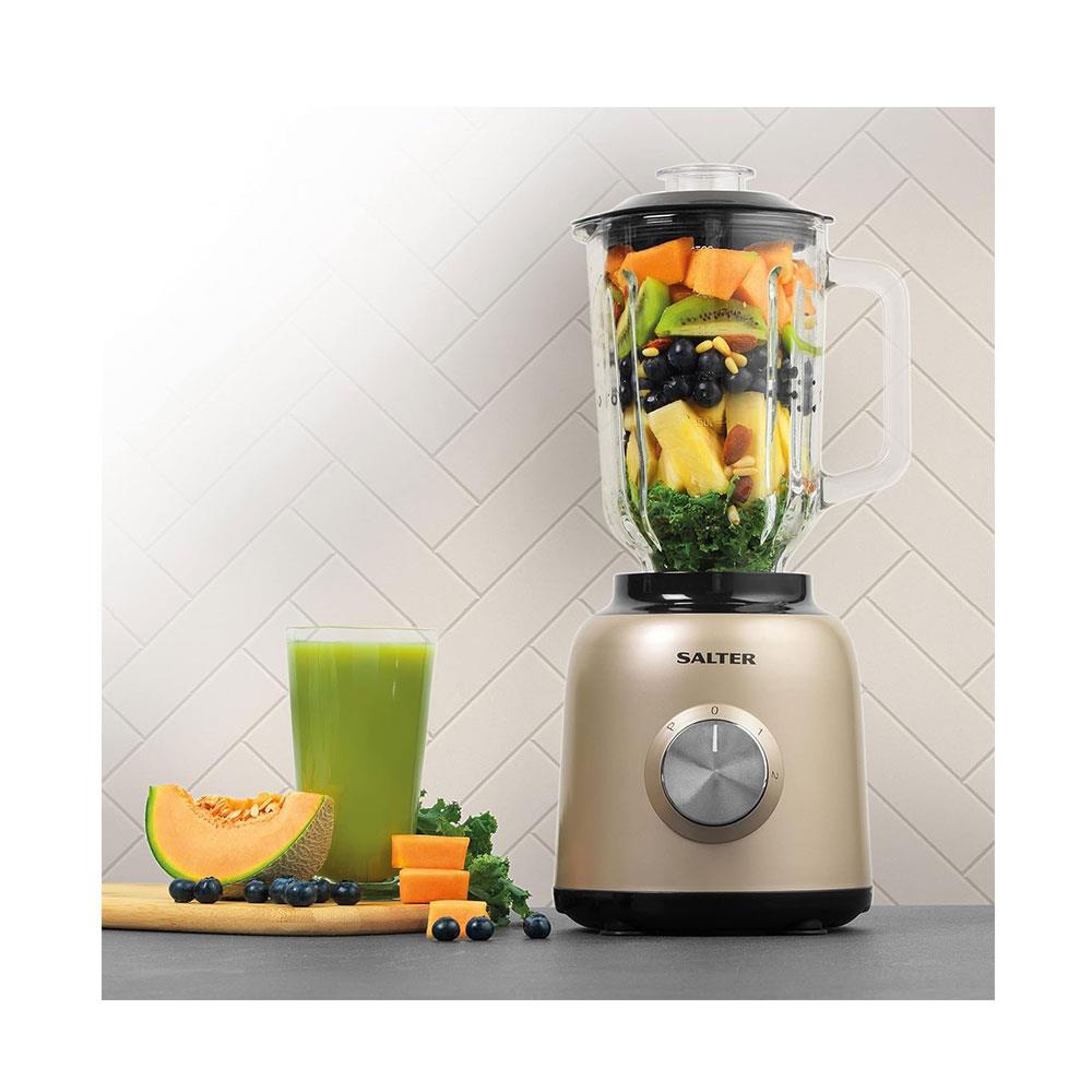 Salter Olympus Glass Jug Blender Milkshake & Smoothie Maker 800W 1.5 Litres - Gold