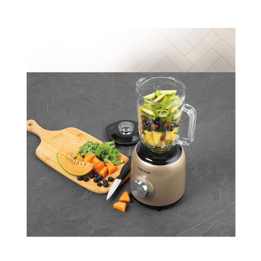 Salter Olympus Glass Jug Blender Milkshake & Smoothie Maker 800W 1.5 Litres - Gold
