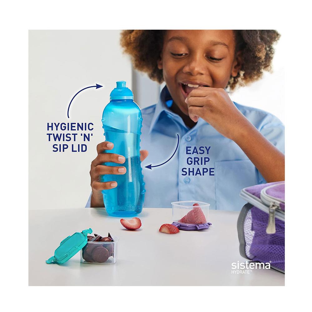 Sistema Twist & Sip Squeeze Sports Water Bottle 460ml - Assorted Colours