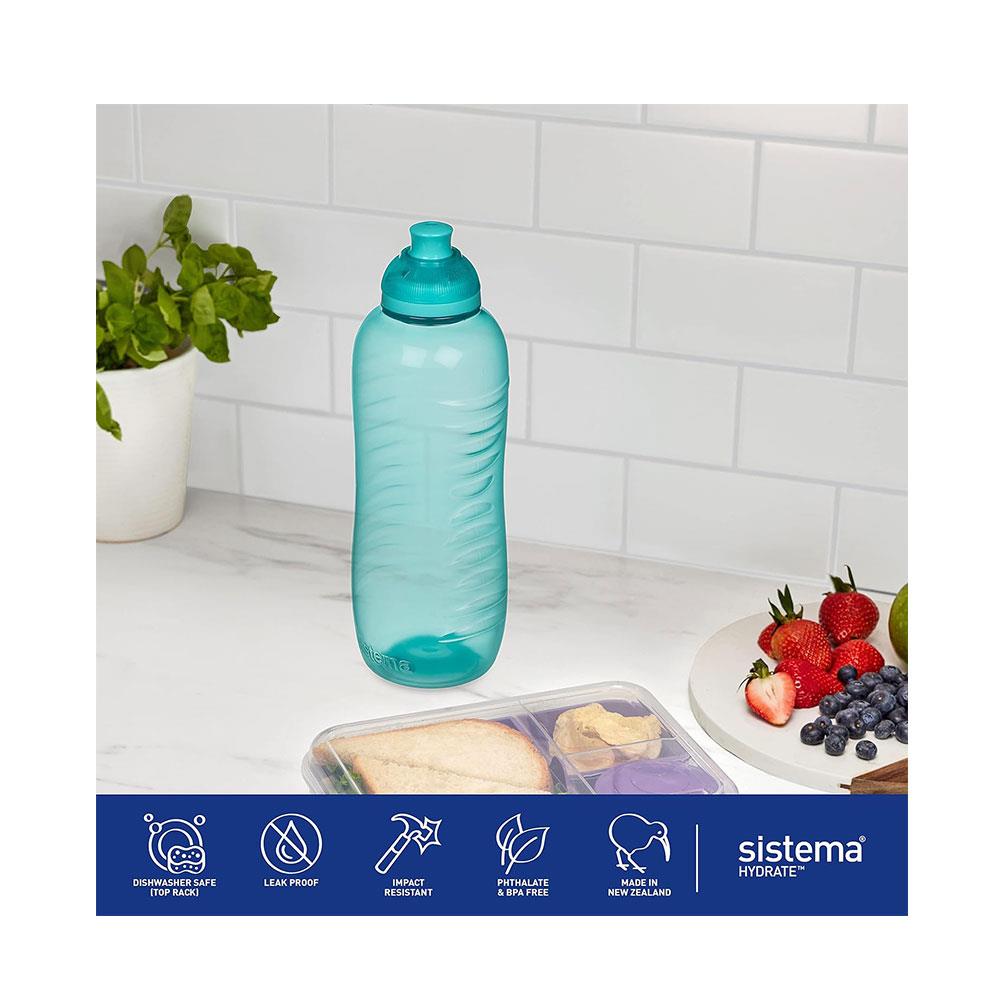 Sistema Twist & Sip Squeeze Sports Water Bottle 460ml - Assorted Colours