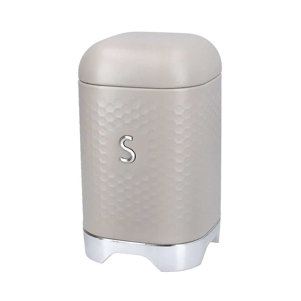 KitchenCraft Lovello Textured Sugar Caddy Geo Metal 11.5 x 11.5 x 19.5cm - Latte Cream Main image