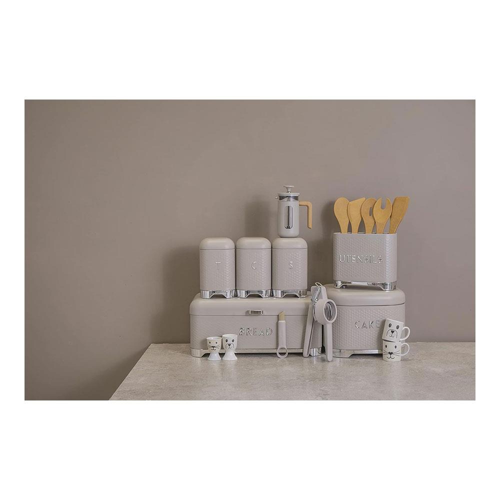 KitchenCraft Lovello Textured Sugar Caddy Geo Metal 11.5 x 11.5 x 19.5cm - Latte Cream
