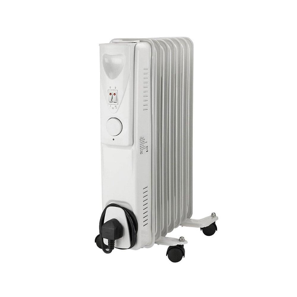 Fine Elements 7 Fin Oil Filled Radiator With 3 Heat Settings 1500W - White Main image