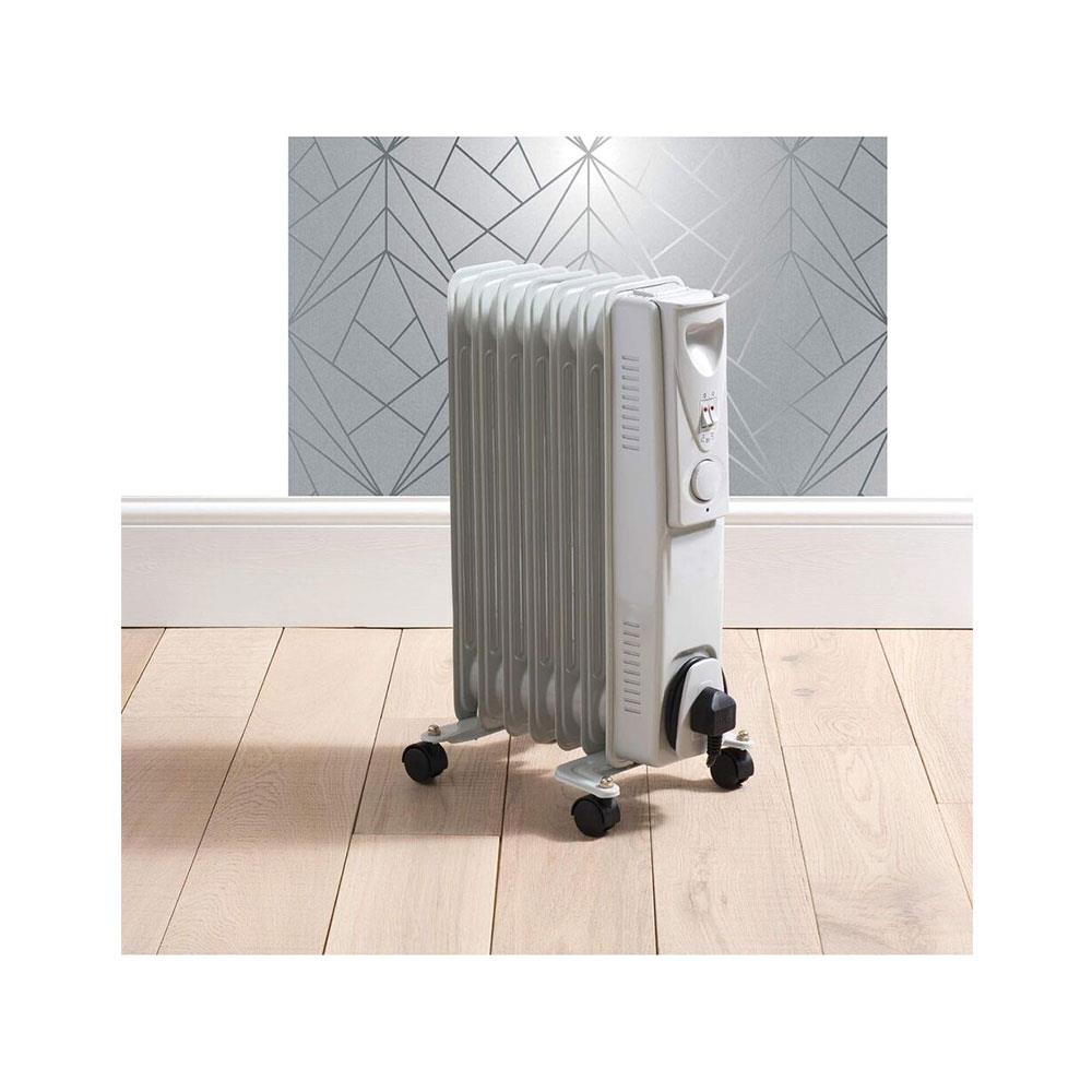Fine Elements 7 Fin Oil Filled Radiator With 3 Heat Settings 1500W - White Secondary image