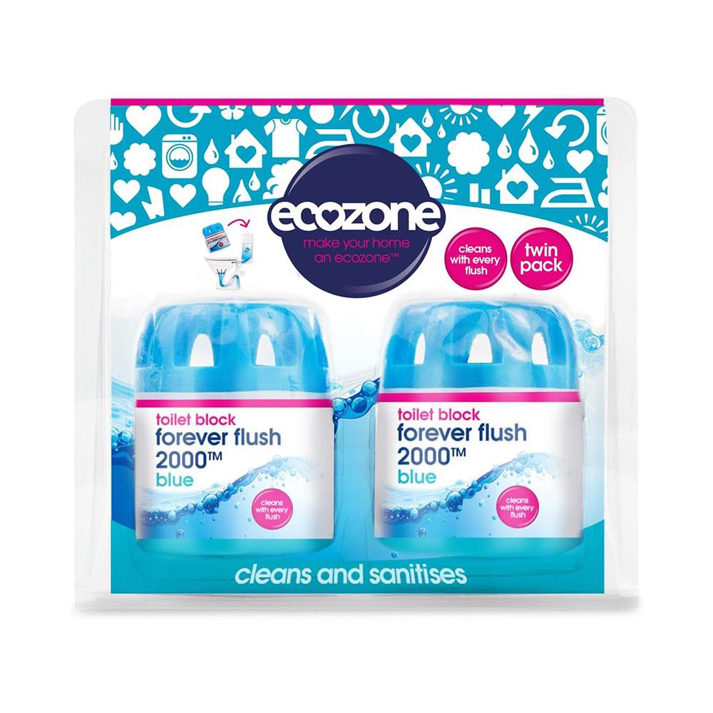 Ecozone Forever Flush 2000 Toilet Block Twin Pack Cleans With Every Flush 2 x 95g - Blue Main image