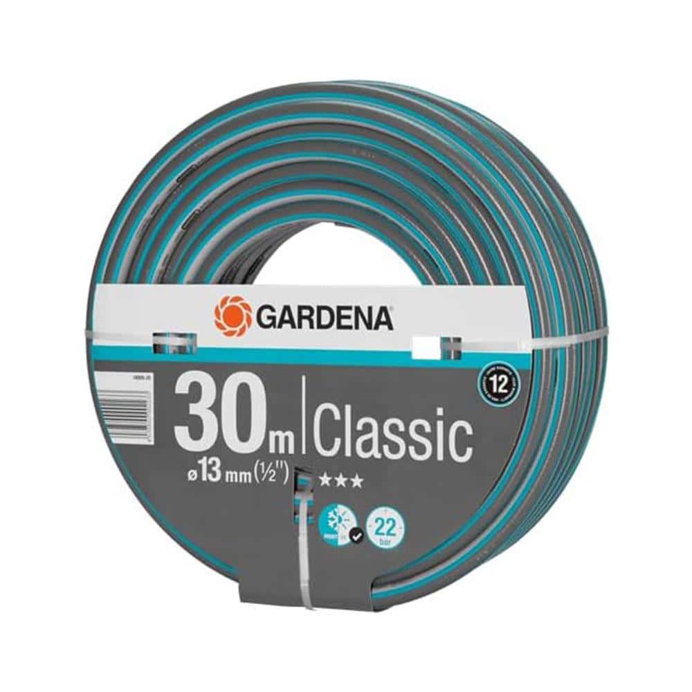 Gardena Classic Hose 13mm (1/2 Inch) 30m 22 Bar Burst Pressure - Tuquoise/Grey