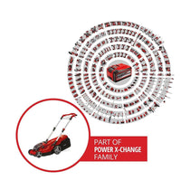 Einhell Power X-Change RASARRO 36/38 Cordless Lawn Mower With 2 x 4 Ah Battery And Twin Charger - Red/Black