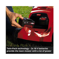 Einhell Power X-Change RASARRO 36/38 Cordless Lawn Mower With 2 x 4 Ah Battery And Twin Charger - Red/Black