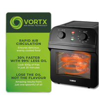 Tower Manual Air Fryer Oven With Rapid Air Circulation & 10 Preset Cooking Options 12 Litre - Black