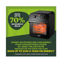 Tower Manual Air Fryer Oven With Rapid Air Circulation & 10 Preset Cooking Options 12 Litre - Black