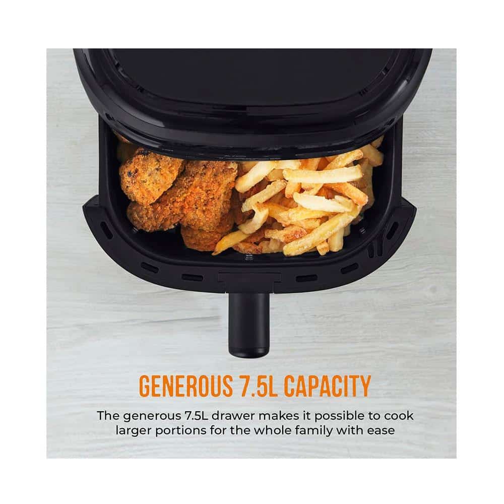 Tower Vortx Vizion Air Fryer With Colour Digital Display 7 One-Touch Cooking Functions 1900W 7.5 Litres - Black