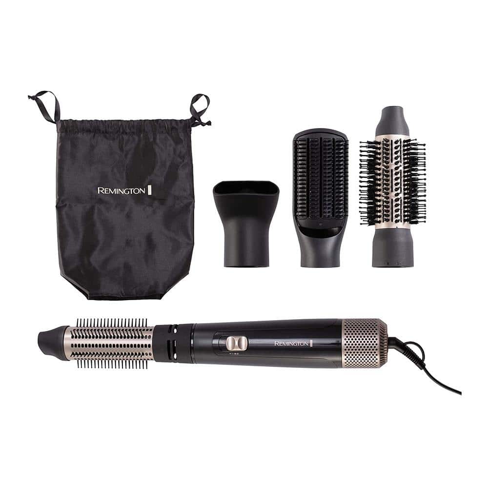 Remington Blow Dry And Style Caring Airstyler Hair Dryer Hot Brush & Hair Curler 1000W With 4 Attachments - Black Main image
