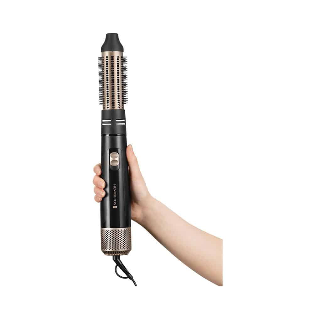 Remington Blow Dry And Style Caring Airstyler Hair Dryer Hot Brush & Hair Curler 1000W With 4 Attachments - Black
