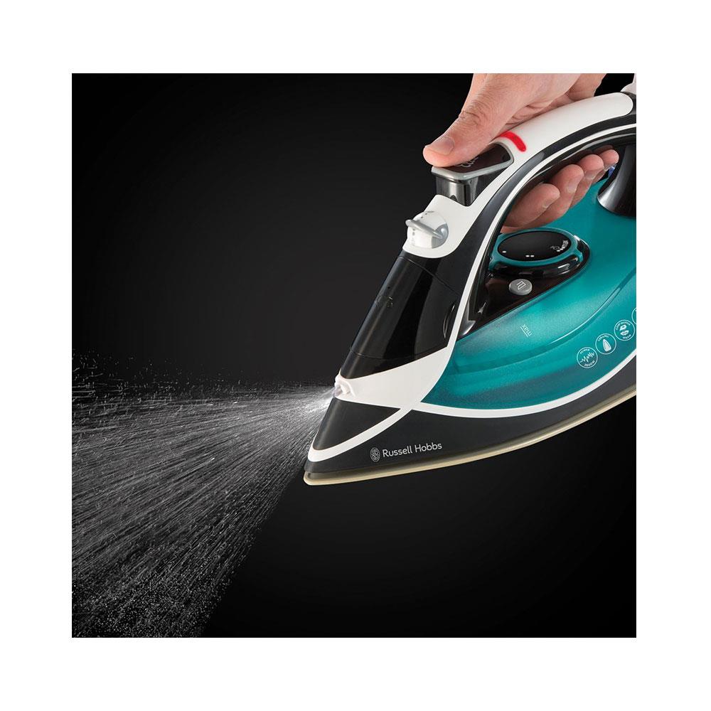 Russell Hobbs Supreme Steam Ultra Traditional Iron Ceramic Soleplate 2600 W 300ml Water Tank - Black/Green/White