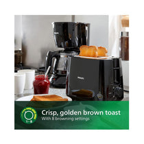 Philips Daily Collection 2 Slice Toaster Wide Slot With 8 Browning Settings 900W - Black