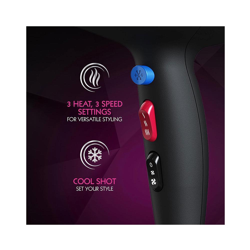 Wahl Ionic Smooth Hair Dryer 2200 W 3 Heat And 2 Speed Settings - Black