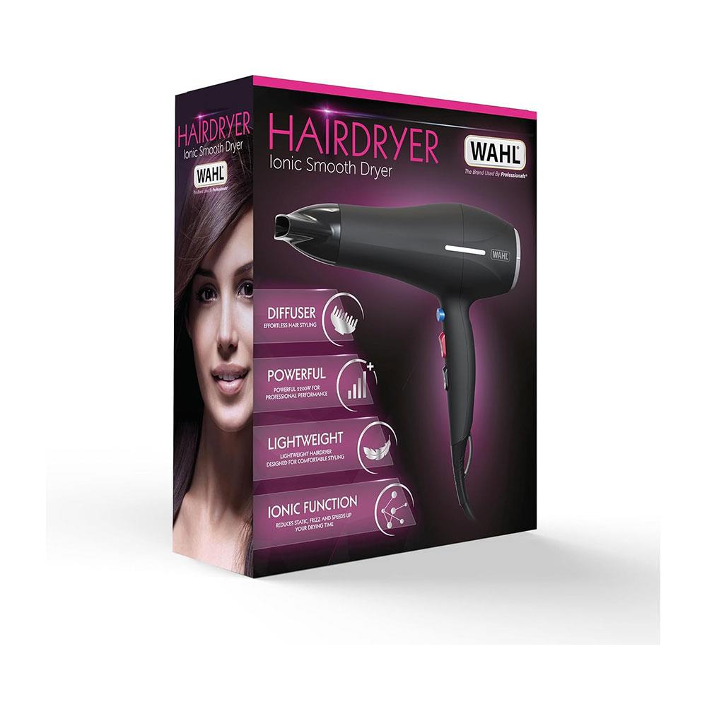 Wahl Ionic Smooth Hair Dryer 2200 W 3 Heat And 2 Speed Settings - Black