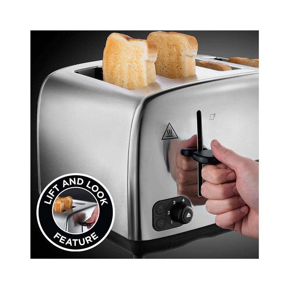 Russell Hobbs Adventure 4 Slice Toaster Brushed And Polished Stainless Steel 1700 W - Silver