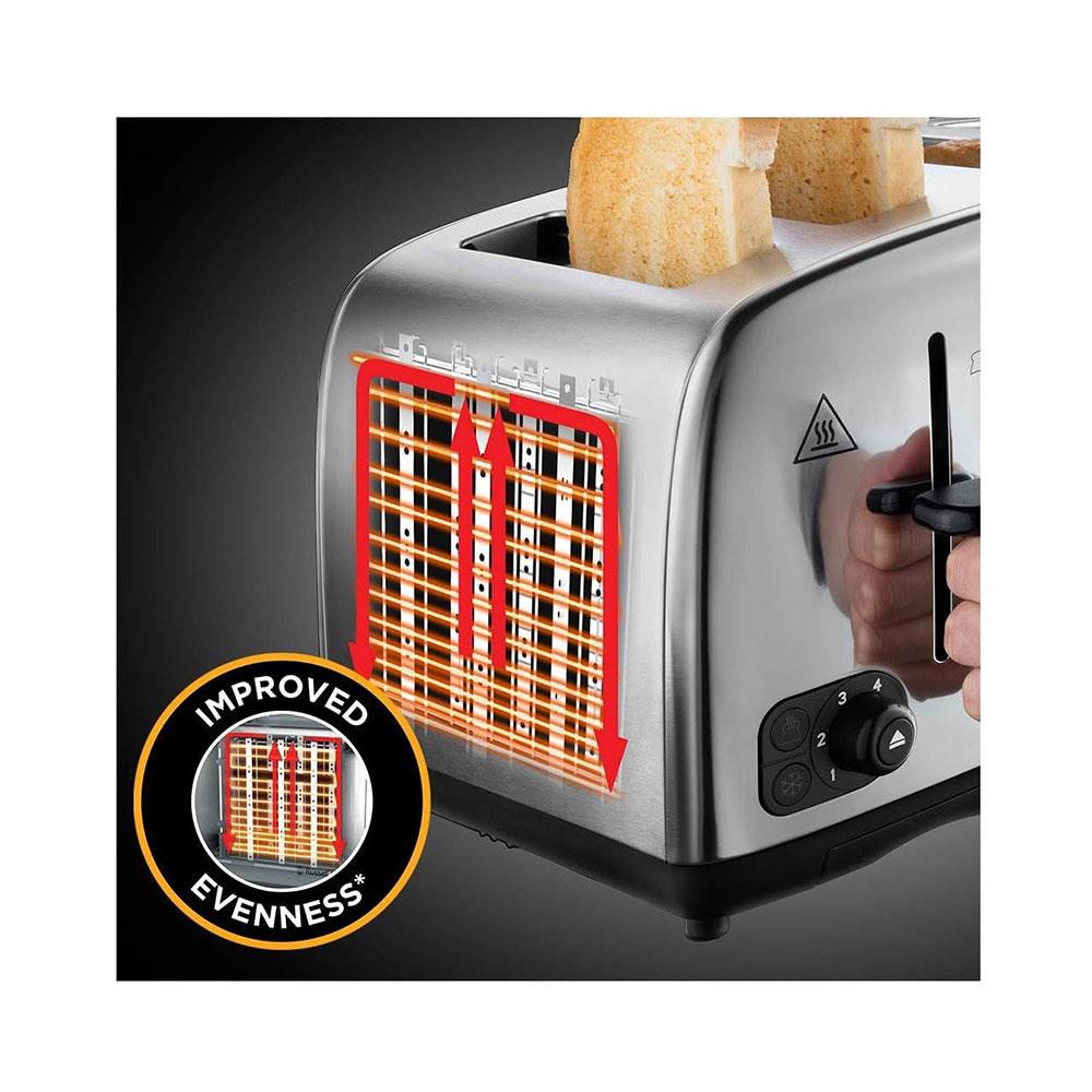 Russell Hobbs Adventure 4 Slice Toaster Brushed And Polished Stainless Steel 1700 W - Silver