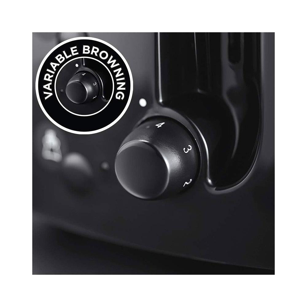 Russell Hobbs Textures 4 Slice Toaster With Extra Wide Slots 850W - Black