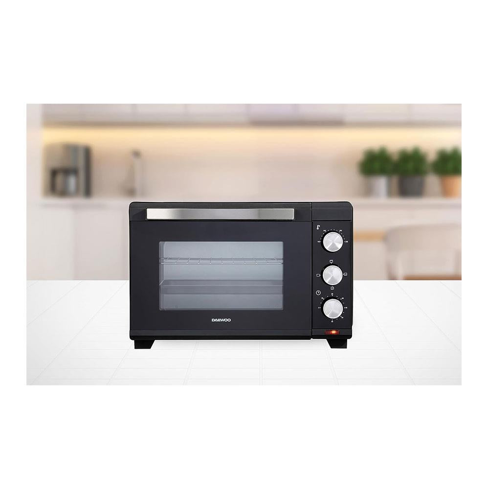 Daewoo Electric Oven with Adjustable Temperature Control Stainless Steel Glass 1300 W 23 Litre - Black Main image