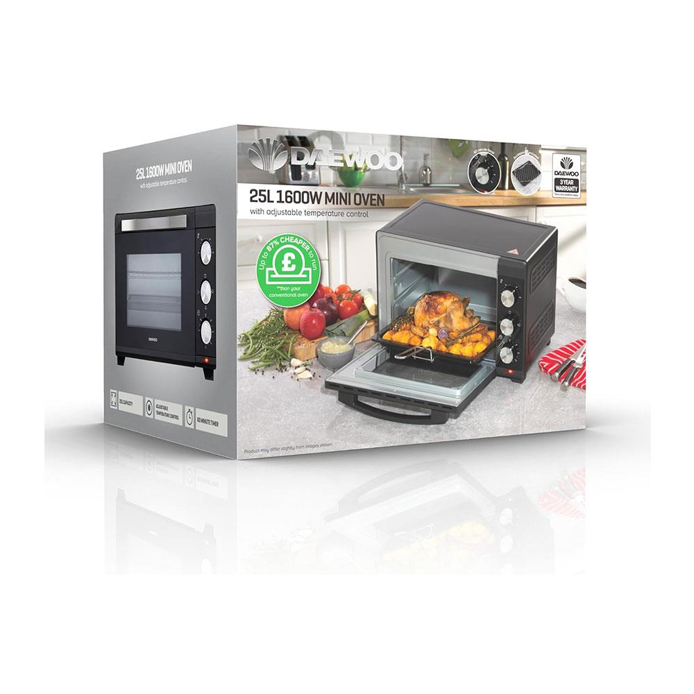 Daewoo Electric Oven with Adjustable Temperature Control Stainless Steel Glass 1300 W 23 Litre - Black