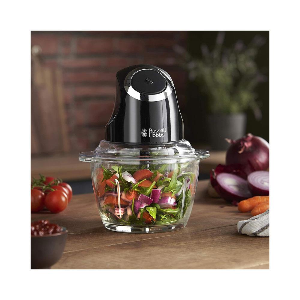 Russell Hobbs Desire Mini Chopper Vegetable And Onion Chopper 500 ml Glass Bowl 200 W - Matte Black