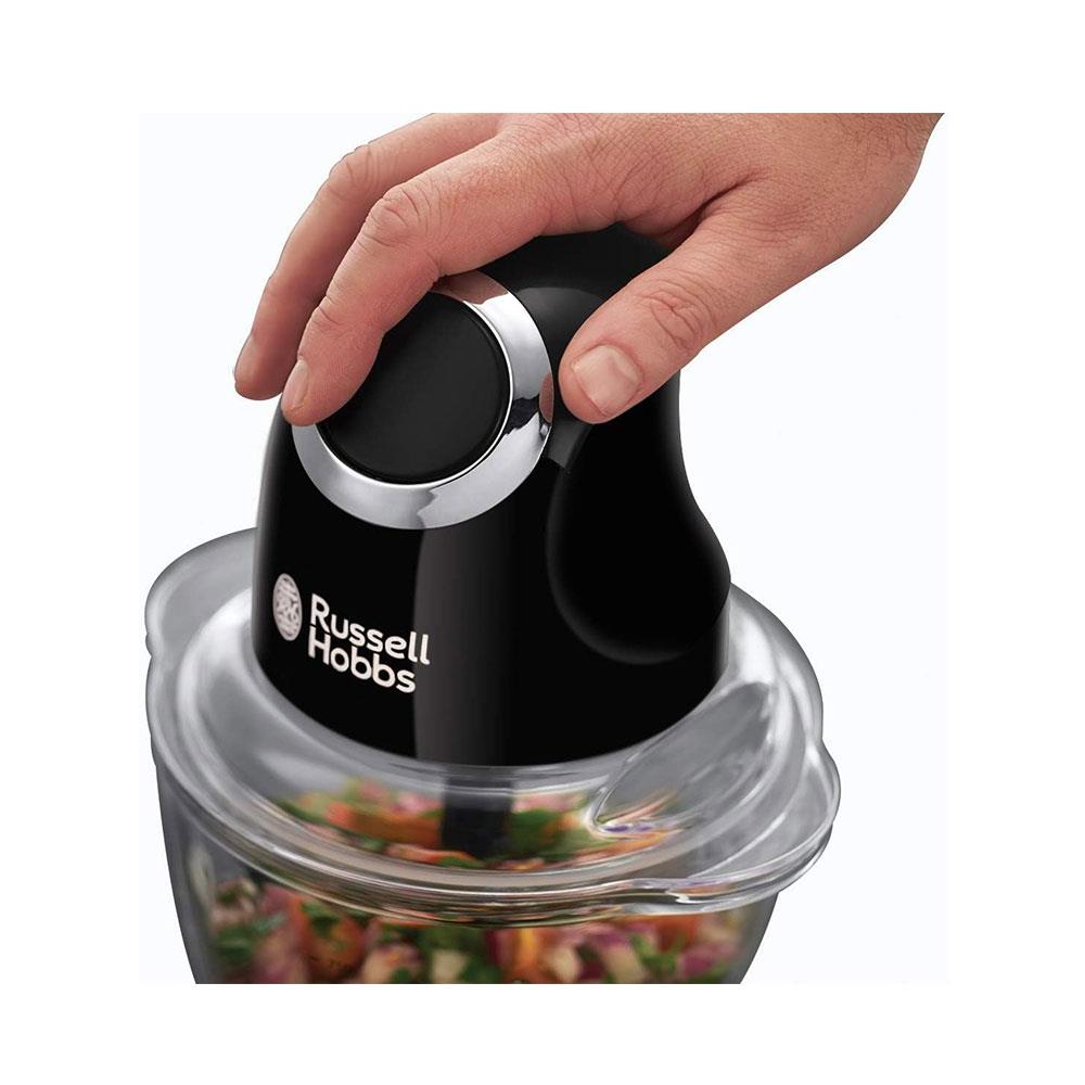 Russell Hobbs Desire Mini Chopper Vegetable And Onion Chopper 500 ml Glass Bowl 200 W - Matte Black