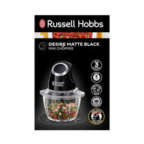 Russell Hobbs Desire Mini Chopper Vegetable And Onion Chopper 500 ml Glass Bowl 200 W - Matte Black