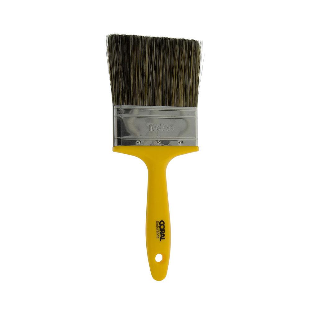 Coral Endurance Masonry Paint Brush With Synthetic Bristle Paintbrush Head 4 Inch - Yellow