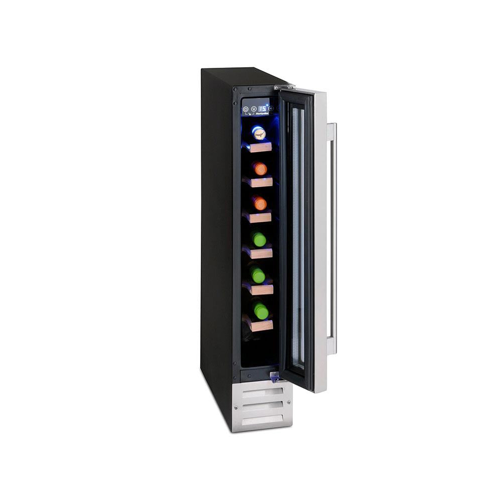 Montpellier 7 Bottle Wine Cooler Stainless Steel 6 Shelves - Silver/Black