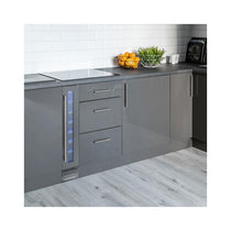 Montpellier 7 Bottle Wine Cooler Stainless Steel 6 Shelves - Silver/Black