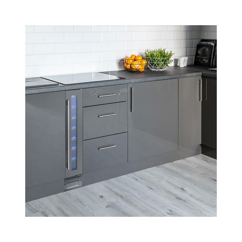 Montpellier 7 Bottle Wine Cooler Stainless Steel 6 Shelves - Silver/Black