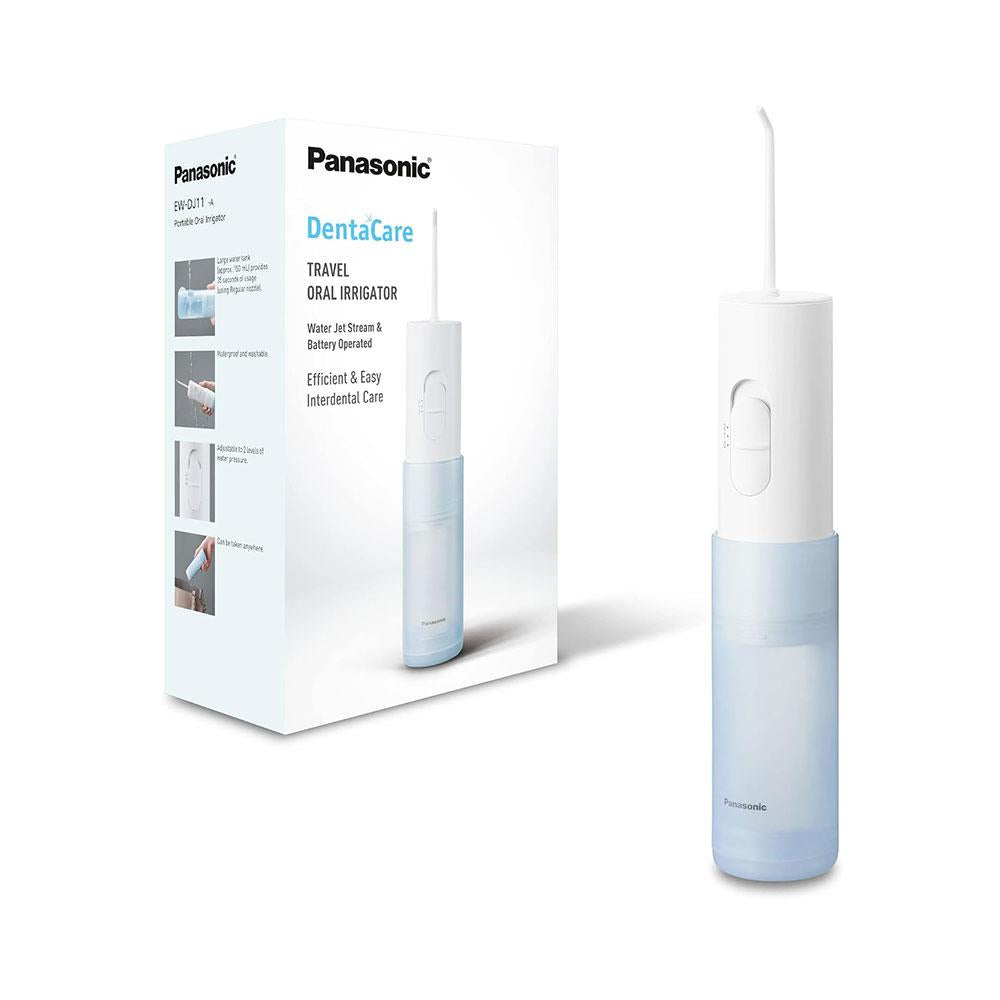 Panasonic Portable Oral Irrigator Travel Water Flossers With 2 Level Pressures Tooth Cleaner Nozzle - White/Blue