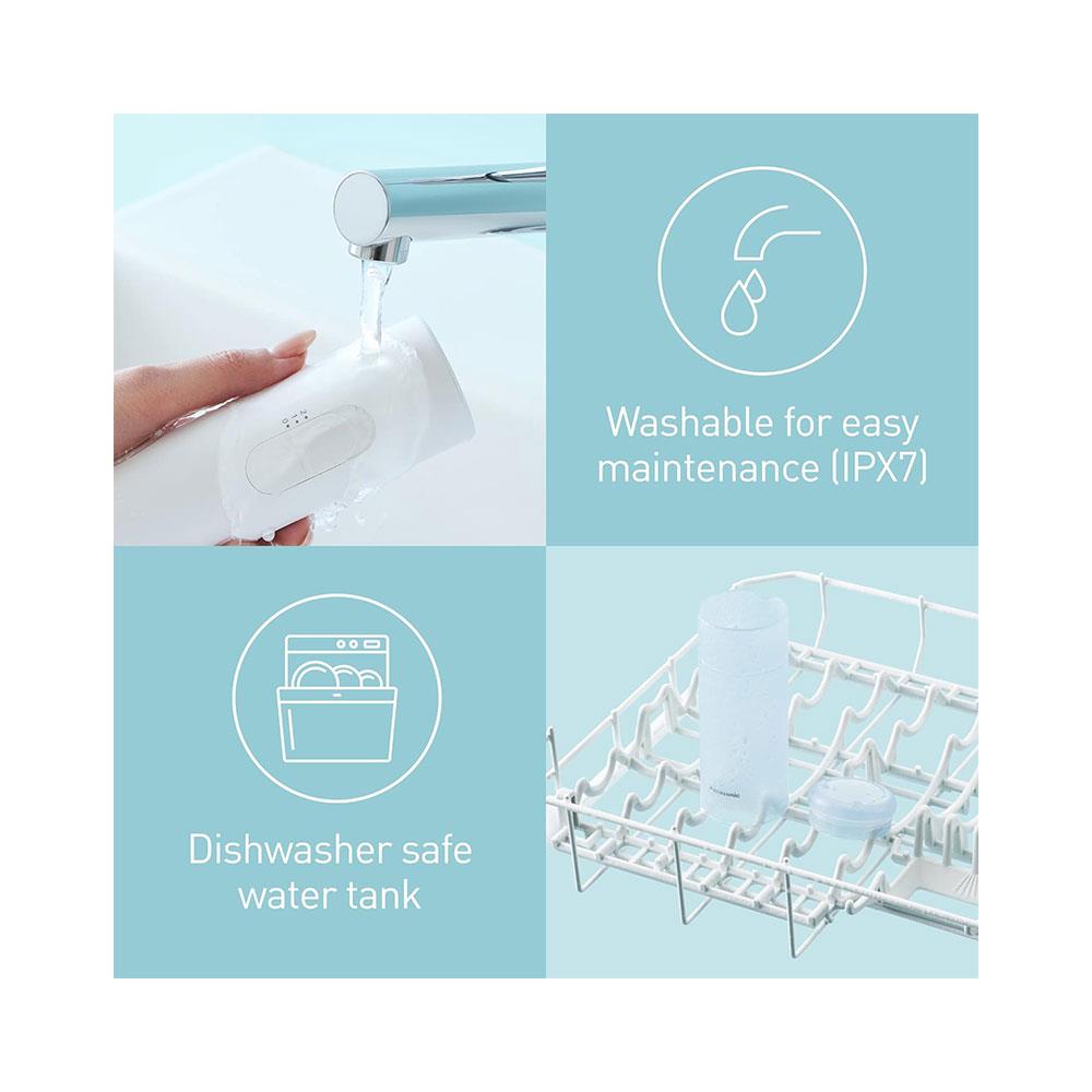 Panasonic Portable Oral Irrigator Travel Water Flossers With 2 Level Pressures Tooth Cleaner Nozzle - White/Blue