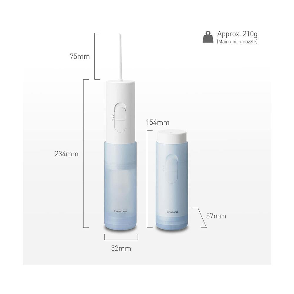 Panasonic Portable Oral Irrigator Travel Water Flossers With 2 Level Pressures Tooth Cleaner Nozzle - White/Blue