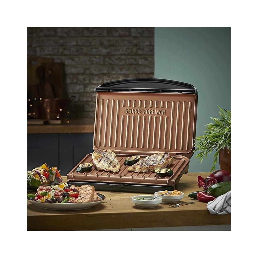 George Foreman Fit Medium Grill Versatile Griddle Hot Plate & Toastie Machine 1630W - Black & Copper Secondary image