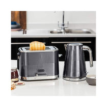 Russell Hobbs Geo Steel 2 Slice Toaster Wide Slot Textured Stainless Steel 1640W - Silver