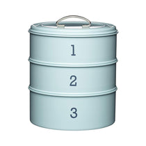 KitchenCraft Living Nostalgia 3-Tier Cake Storage Tin 22 x 27cm - Vintage Blue