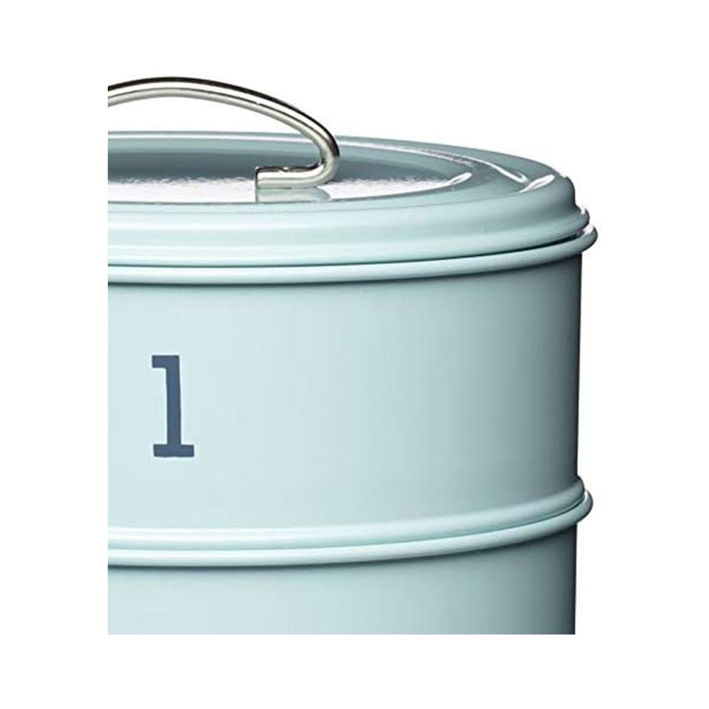 KitchenCraft Living Nostalgia 3-Tier Cake Storage Tin 22 x 27cm - Vintage Blue