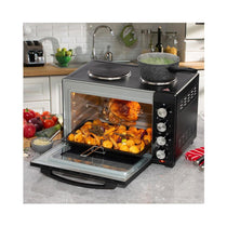 Daewoo Countertop Electric Mini Oven & Grill With Double Hotplates 3100W 42 Litre - Black
